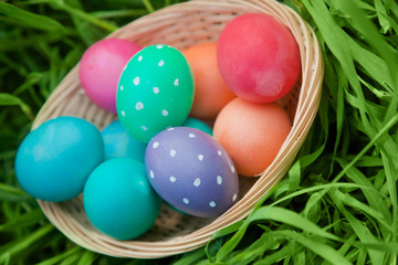 Easter eggs in a basket