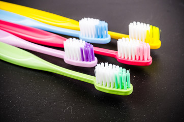 Set of colorful toothbrushs