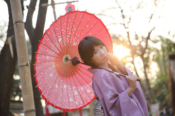 The girl with japanese yukata