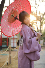 The girl with japanese yukata