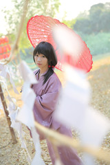 The girl with japanese yukata