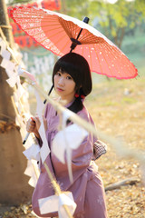 The girl with japanese yukata