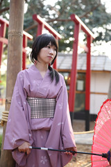 The girl with japanese yukata