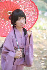 The girl with japanese yukata
