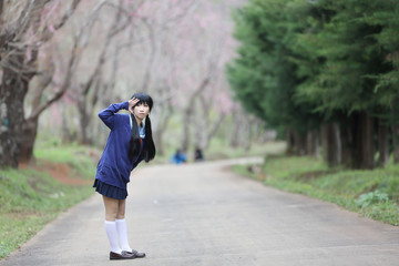 asian schoolgirl with nature