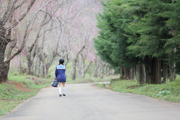 asian schoolgirl with nature