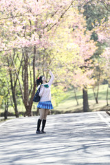 asian schoolgirl with nature