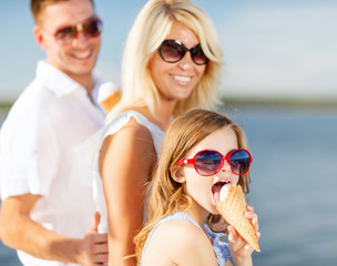 happy family eating ice cream