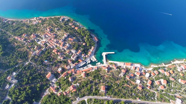 Aerial footage of island in Croatia