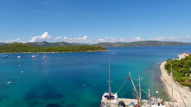 Aerial footage of harbour in Croatia