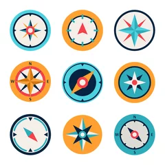 Wind rose compass flat vector symbols set © lublubachka