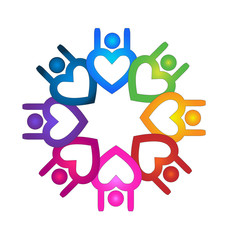 Logo teamwork optimistic people heart design icon vector