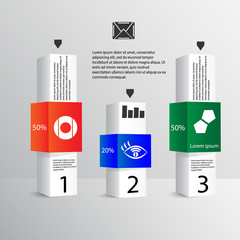 3d business pillars vector template