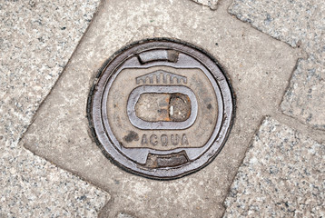 Sewer cover in a street