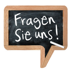 Fragen Sie uns (Schiefertafel)