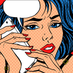 Girl phone talk Pop art vintage comic © studiostoks
