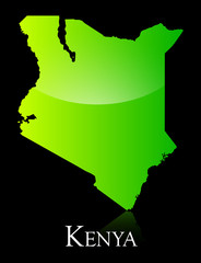 Kenya green shiny map