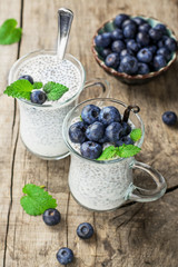 Chia seed pudding with blueberries