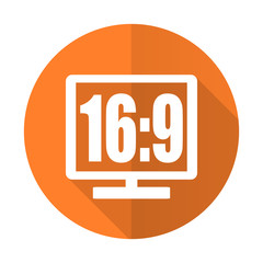 16 9 display orange flat icon