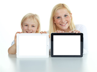 Two girls with tablet pc