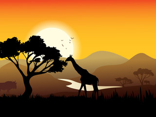 Fototapeta na wymiar African Landscape Poster