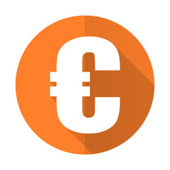 euro orange flat icon