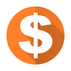 dollar orange flat icon us dollar sign