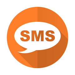 sms orange flat icon message sign