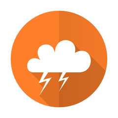 storm orange flat icon waether forecast sign