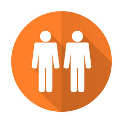 couple orange flat icon people sign team symbol