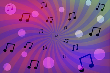 Abstract color background with music sheets