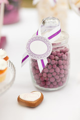 Served festive candy bar - bowl with candies