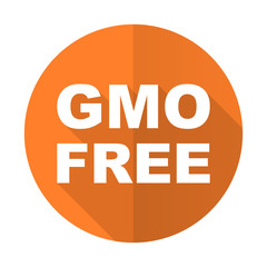 gmo free orange flat icon no gmo sign