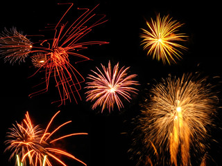 Colorful and vibrant fireworks