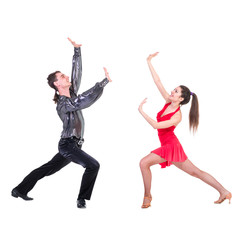 Latino dancers posing. Isolated.