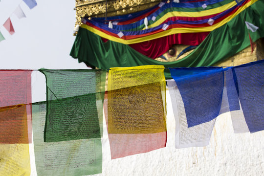 Prayer flags flying in the wind