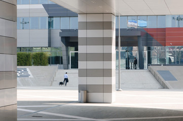 pedestrian area and entrance to a business center of the city