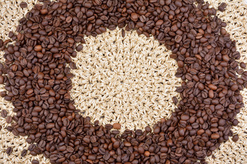 coffee beans on straw braided