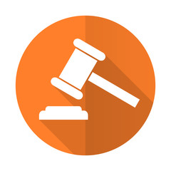 auction orange flat icon court sign verdict symbol - obrazy, fototapety, plakaty