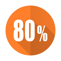80 percent orange flat icon sale sign
