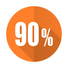 90 percent orange flat icon sale sign