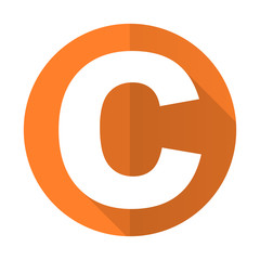 copyright orange flat icon