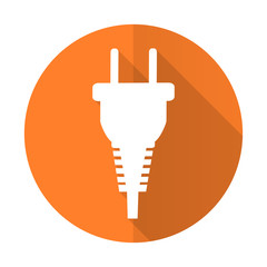 plug orange flat icon electric plug sign