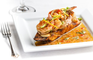Shrimp on crusty bread