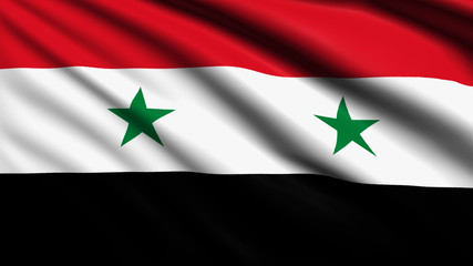 Syria (Syrian Arab Republic) flag with fabric structure