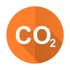 carbon dioxide orange flat icon co2 sign