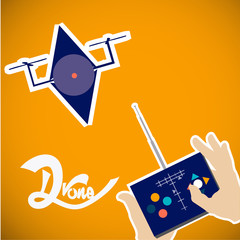 device control drone over yellow color background