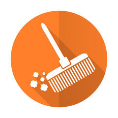 broom orange flat icon clean sign