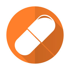 drugs orange flat icon medical sign