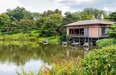 Fototapeta na wymiar Japanese Garden area of Chicago Botanic Garden